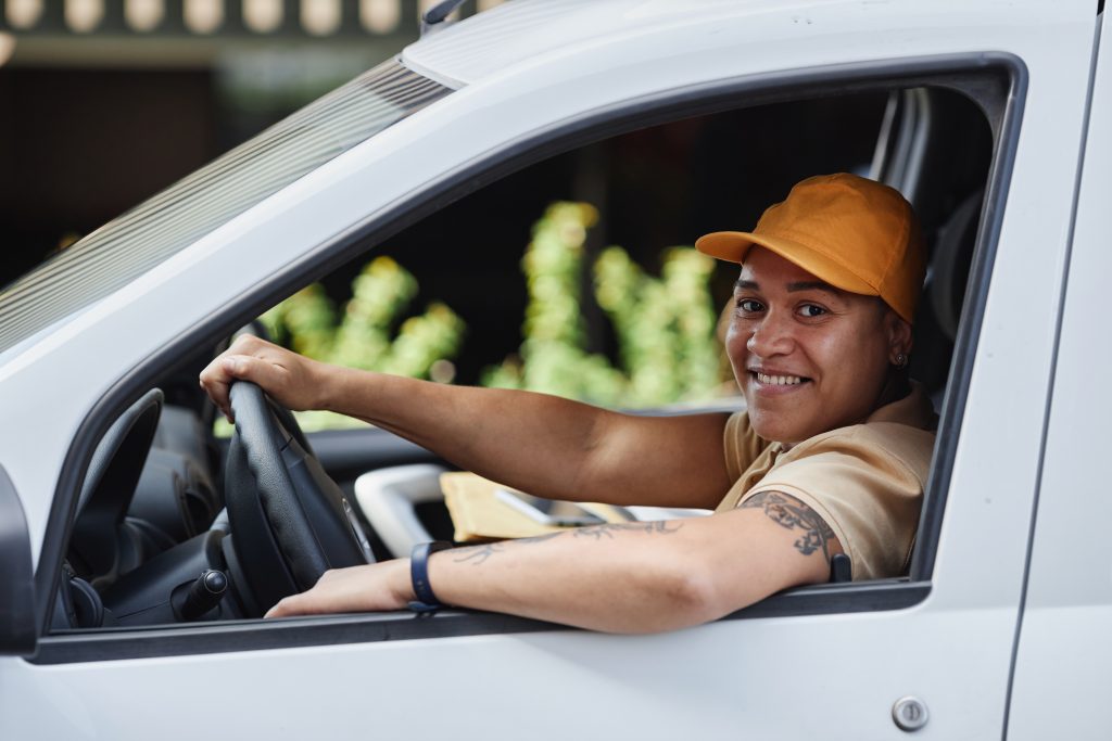 Delivery Worker In Van
